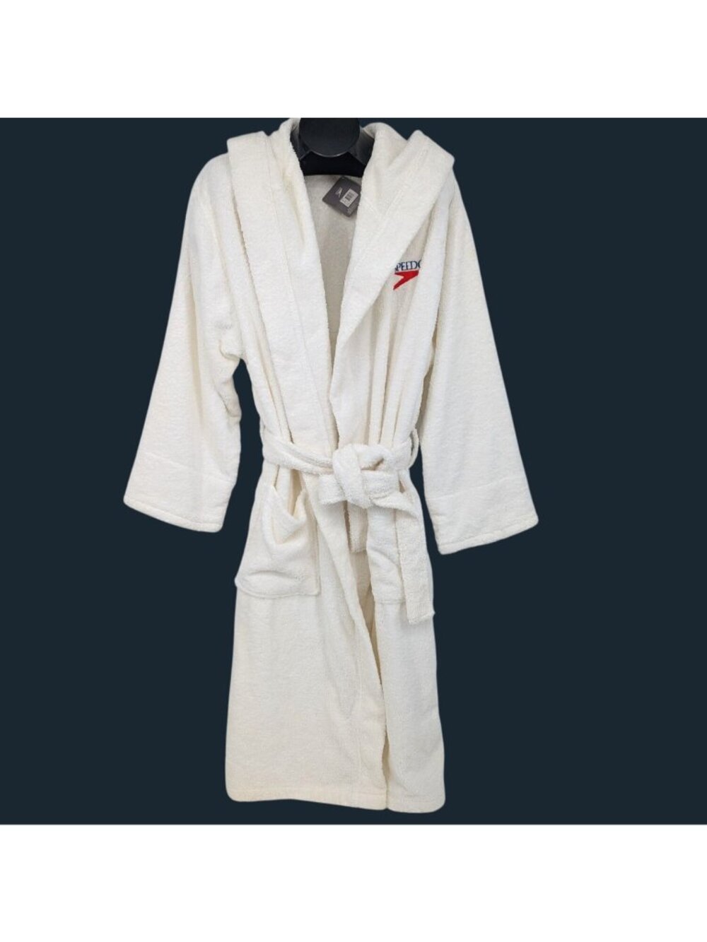 Speedo Terry Cloth Hooded Robe Belted Coastal Resort Minimalist Lounge Medium